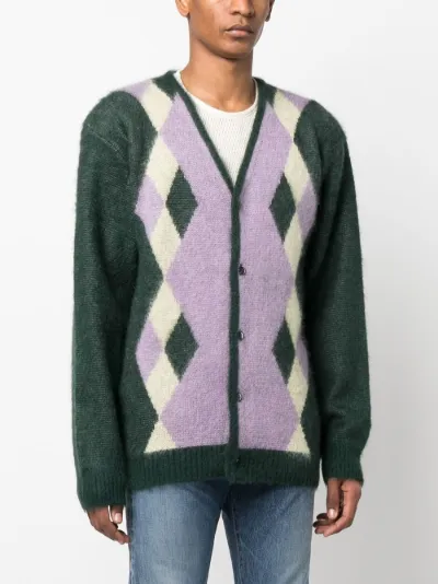 argyle-check knit cardigan | Needles | Eraldo.com