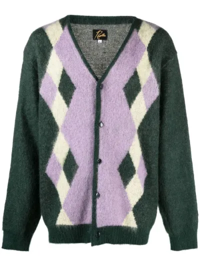 argyle-check knit cardigan | Needles | Eraldo.com