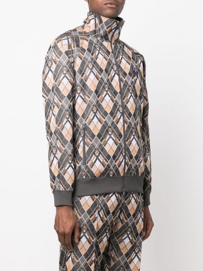 Fendi Reversible Geometric Print Silk Bomber Jacket