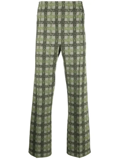 plaid-print straight-leg trousers 
