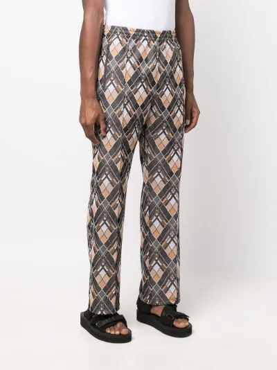 straight-leg geometric-print trousers 