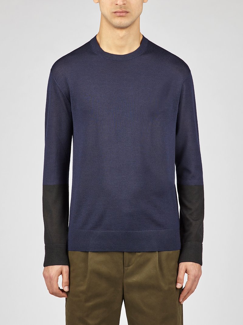 Contrast Block Sleeve Wool, Silk & Cashmere Sweater | NeilBarrett.com