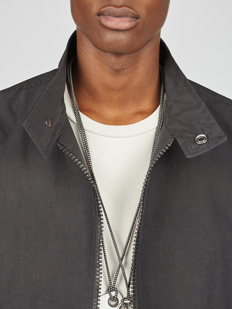 Fine Bonded Rain Jacket With Leather Patch Pockets