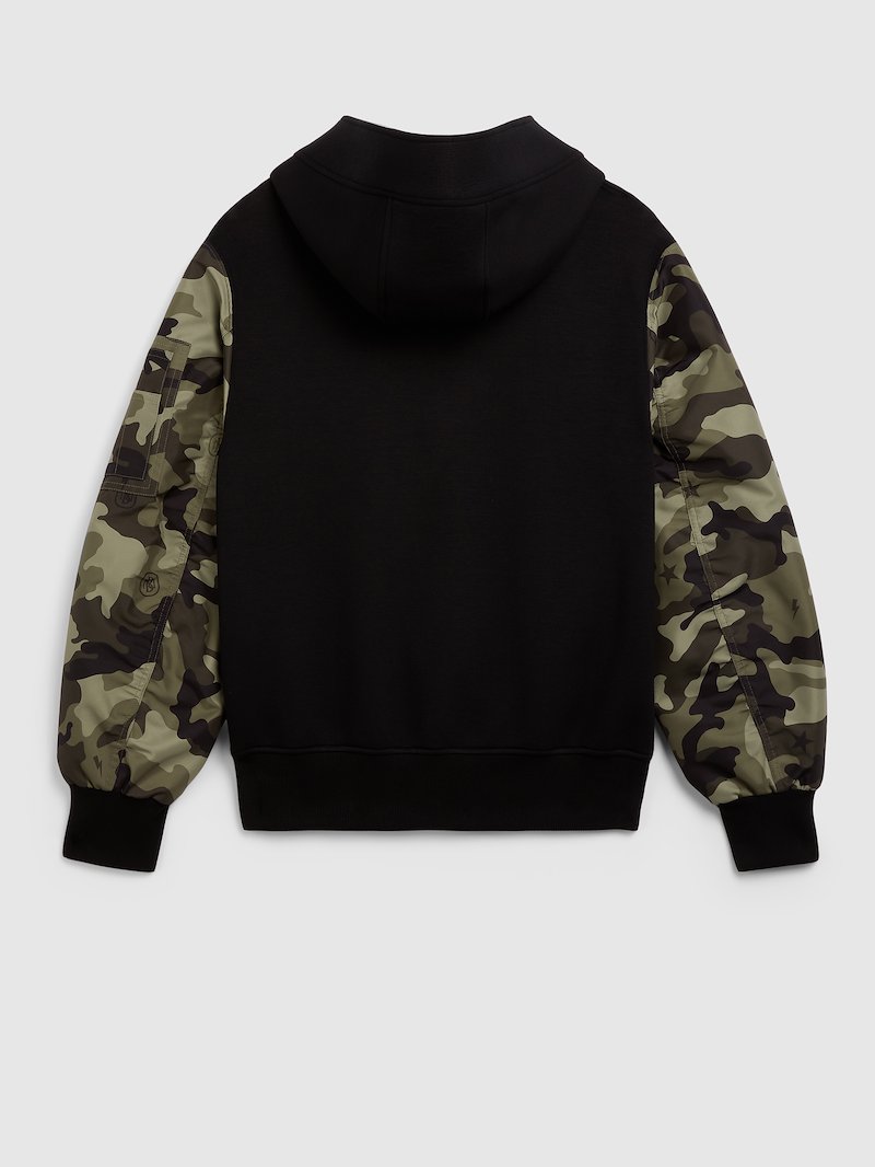 Hybrid Military Camouflage Nylon and Bonded Jersey ZipUp Hoodie