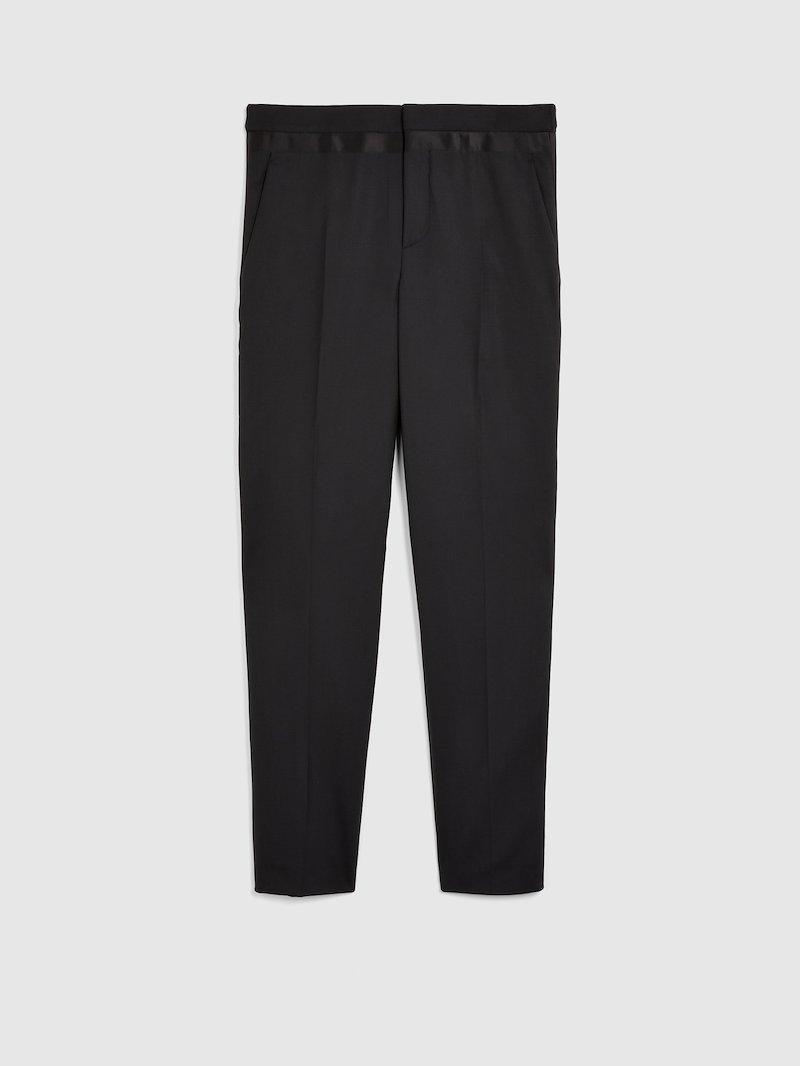 slim fit tuxedo trousers with satin stripe