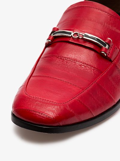 red melanie leather loafers展示图