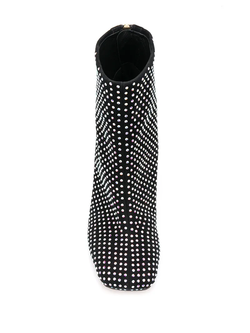 ALBA Crystal Embellished Ankle Boots 90 black Suede OUTER Leather LINING Leather SOLE Crystal OUTER