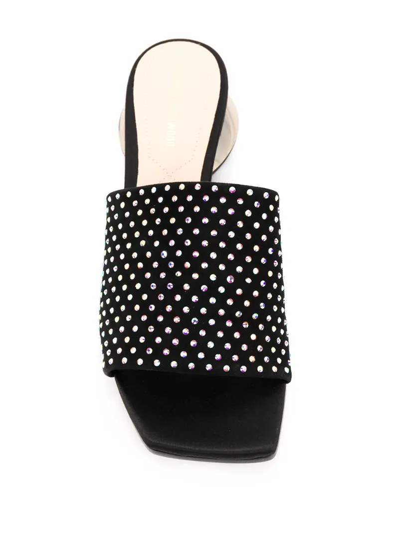 ALBA Crystal Embellished Slides 45 black Suede OUTER Leather LINING Leather SOLE Crystal OUTER