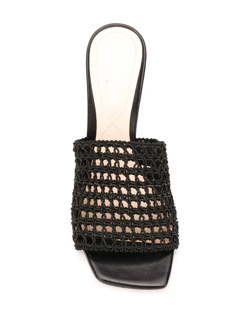 ALBA Macramé Mules 90 Black & Grey Cotton OUTER Spandex/Elastane OUTER Viscose OUTER Cotton LINING Leather LINING Leather SOLE Spandex/Elastane LINING Viscose LINING Fabric