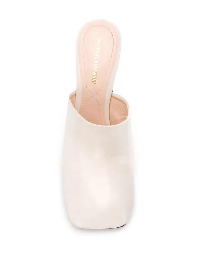 ALBA Mules 90 Ecru Calf Leather OUTER Leather LINING Leather SOLE Smooth Leather