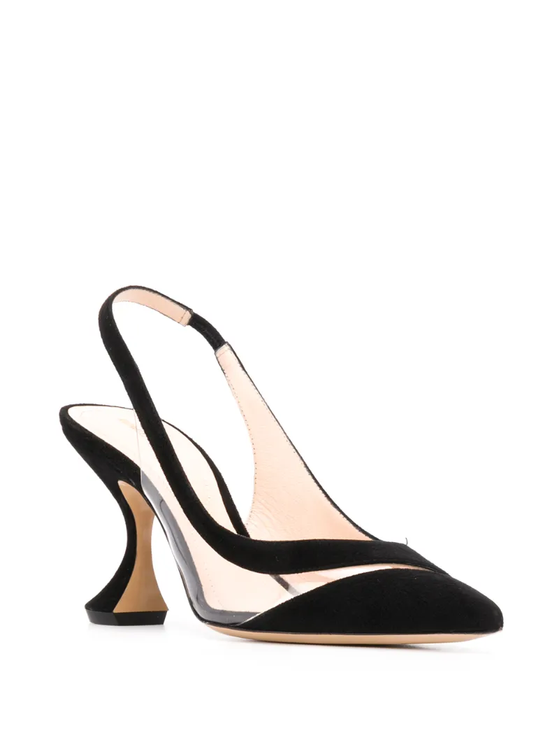 ALYSSA Slingback Pumps 85 Black Suede OUTER Leather LINING Leather SOLE PVC OUTER PVC LINING