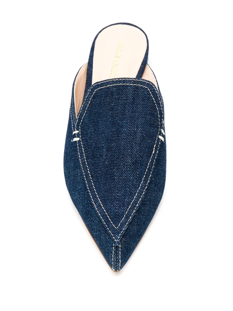 denim flat mules