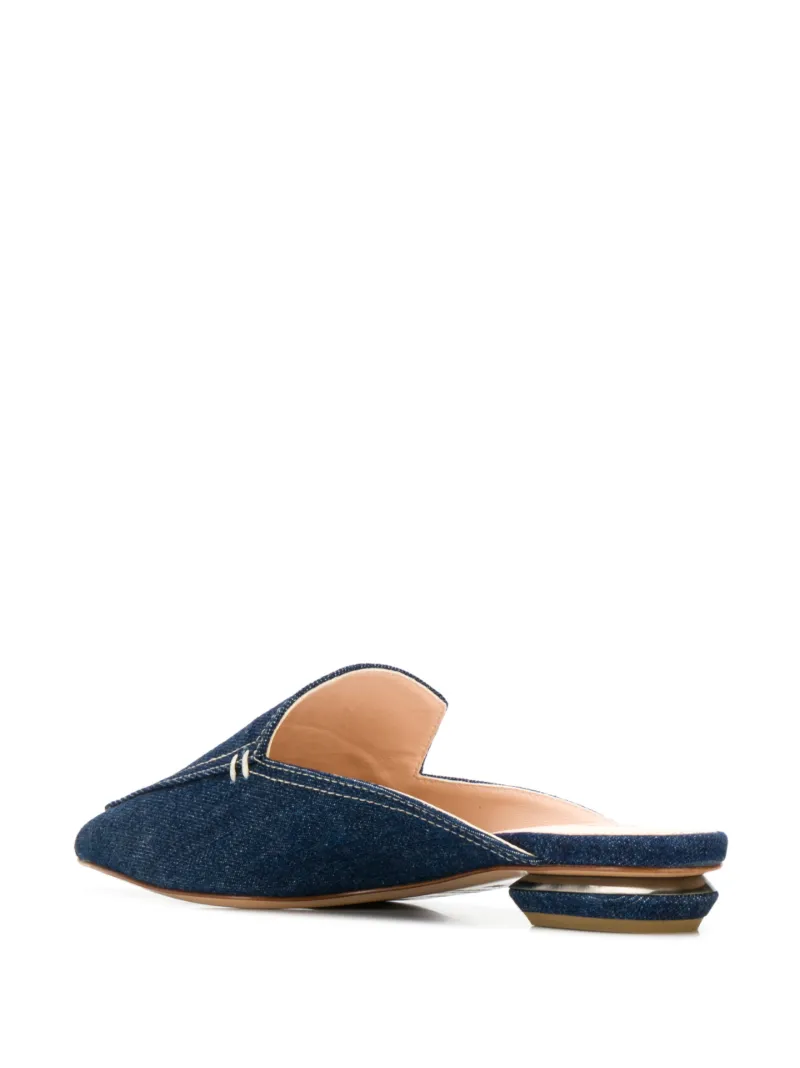 navy flat mules