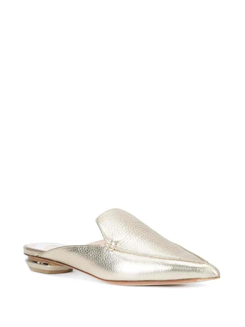 BEYA Flat Mules in metallic Leather 