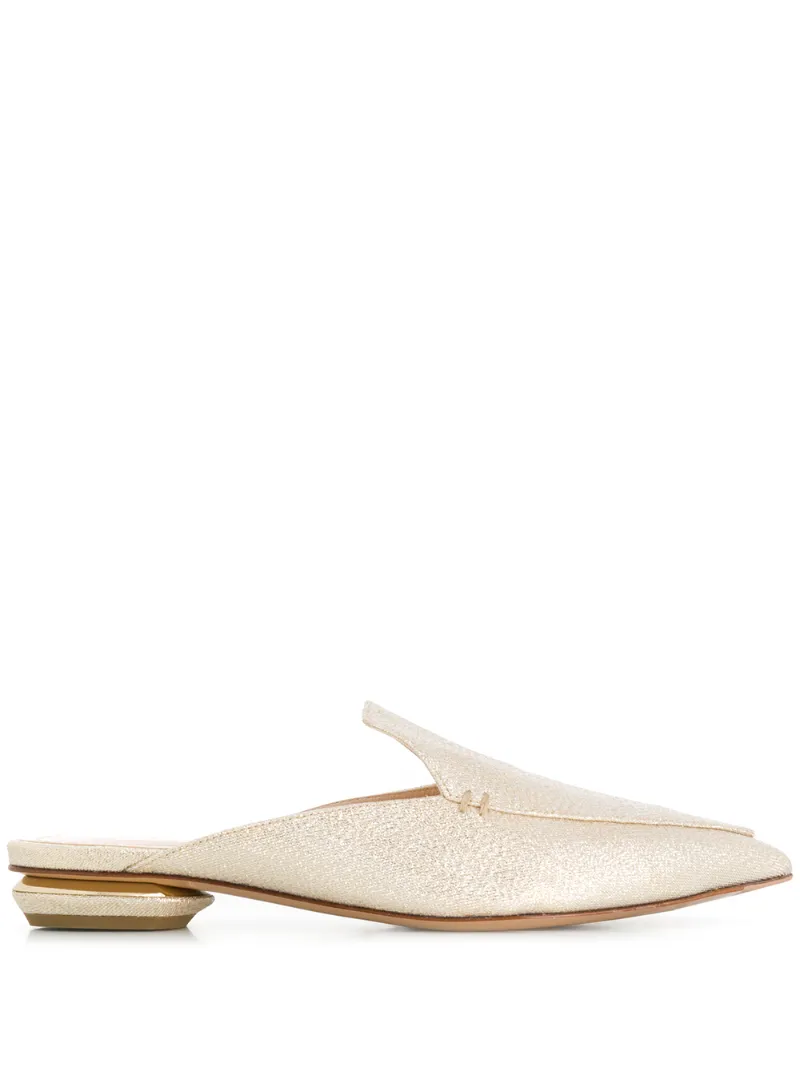 BEYA Flat Mules in gold Polyester 