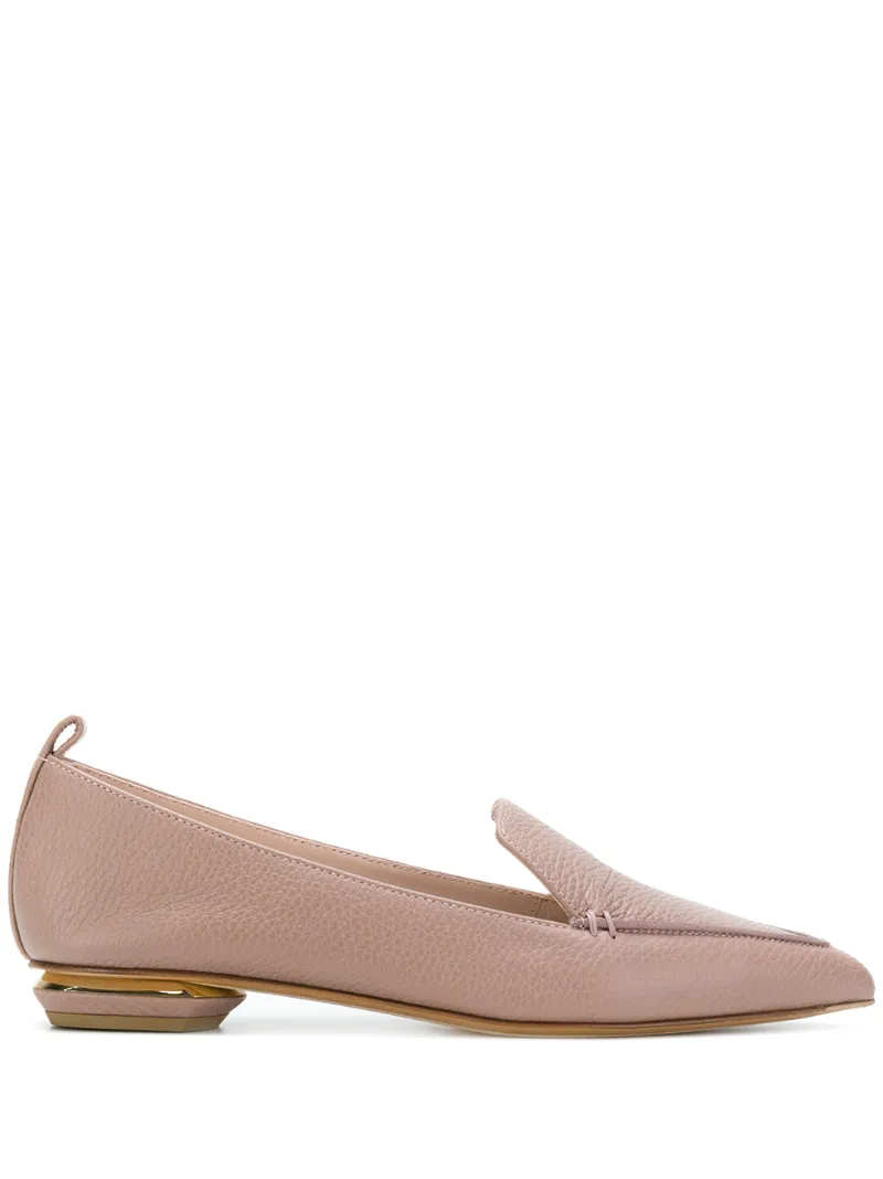 pink leather loafers