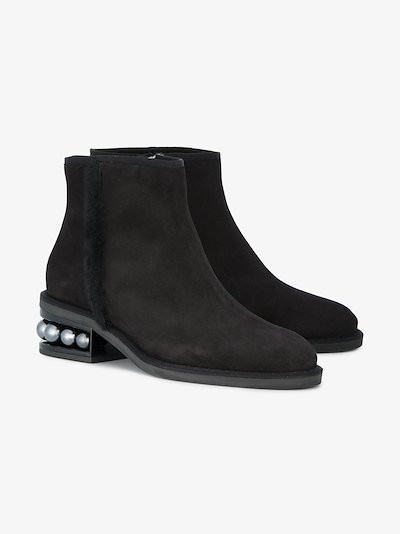 Nicholas Kirkwood Black Casati Pearl Suede ankle boots Browns