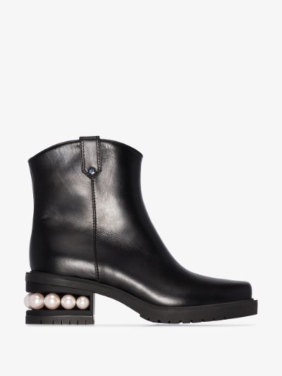 boots with pearls on the heel