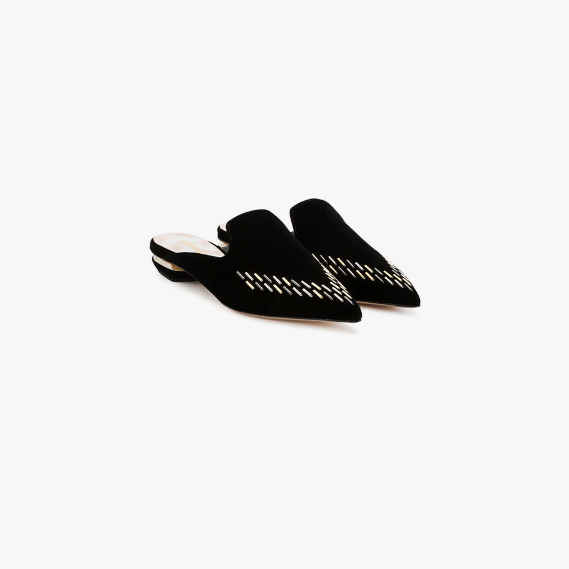 embellished mules flat