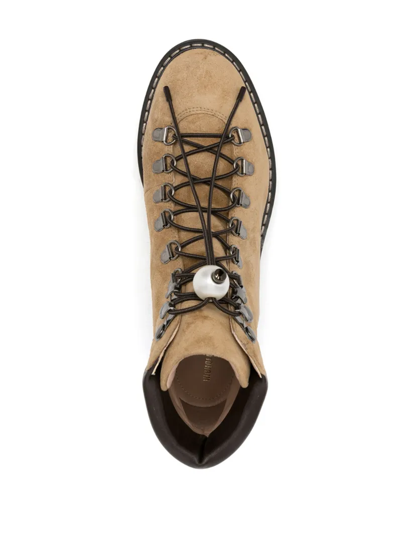 botas de montaña DELFI con tacón de 37mm in marrón | Nicholas Kirkwood