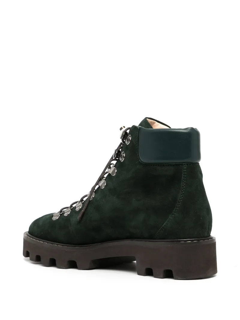 botas de montaña DELFI con tacón de 37mm in verde | Nicholas Kirkwood