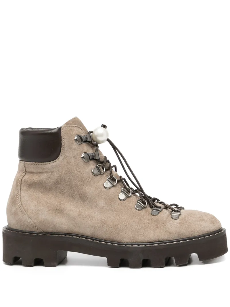 botas de montaña DELFI con tacón de 37mm in marrón | Nicholas Kirkwood