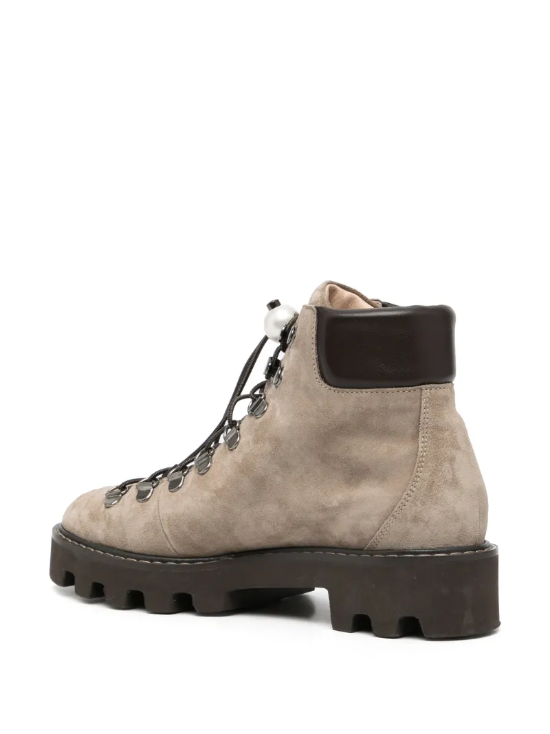 botas de montaña DELFI con tacón de 37mm in marrón | Nicholas Kirkwood