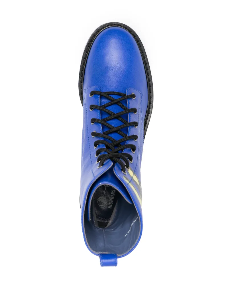 botas militares CASATI Pop Art de Nicholas Kirkwood x Andy Warhol in azul |  Nicholas Kirkwood