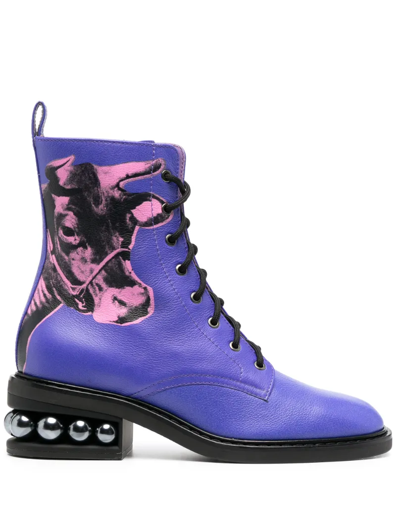 botas militares CASATI Pop Art de Nicholas Kirkwood x Andy Warhol in morado  | Nicholas Kirkwood