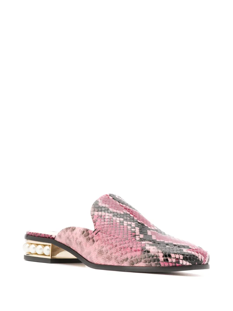 CASATI Moccasin Mules Pink Calf Leather OUTER Leather LINING Leather SOLE Snake Print Leather