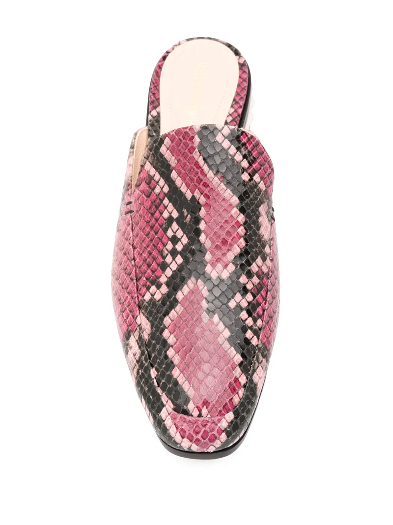 CASATI Moccasin Mules Pink Calf Leather OUTER Leather LINING Leather SOLE Snake Print Leather