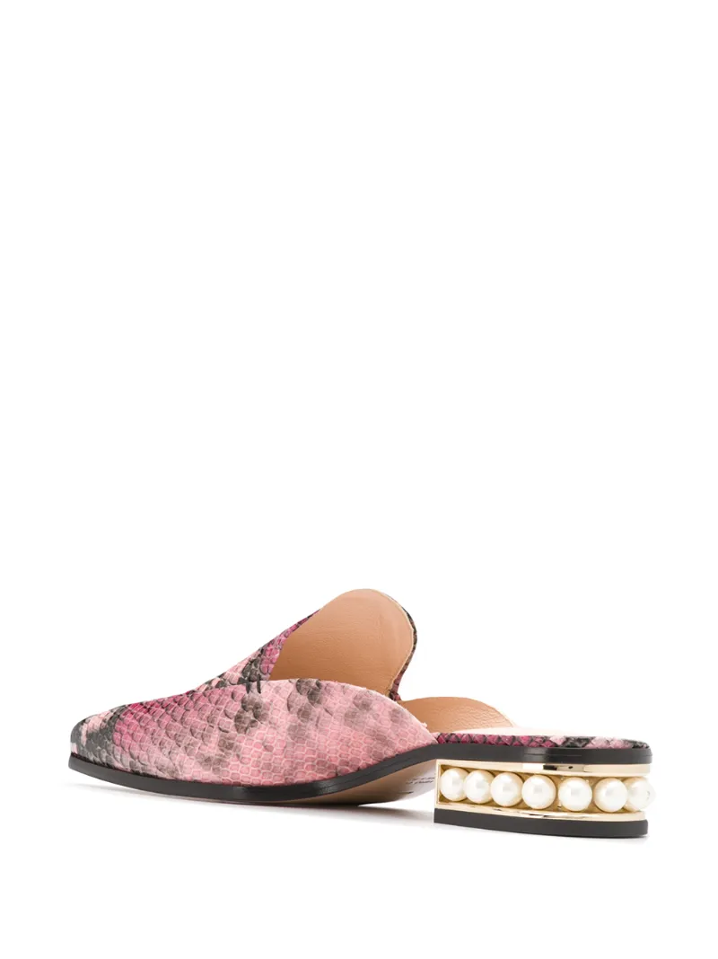 CASATI Moccasin Mules Pink Calf Leather OUTER Leather LINING Leather SOLE Snake Print Leather