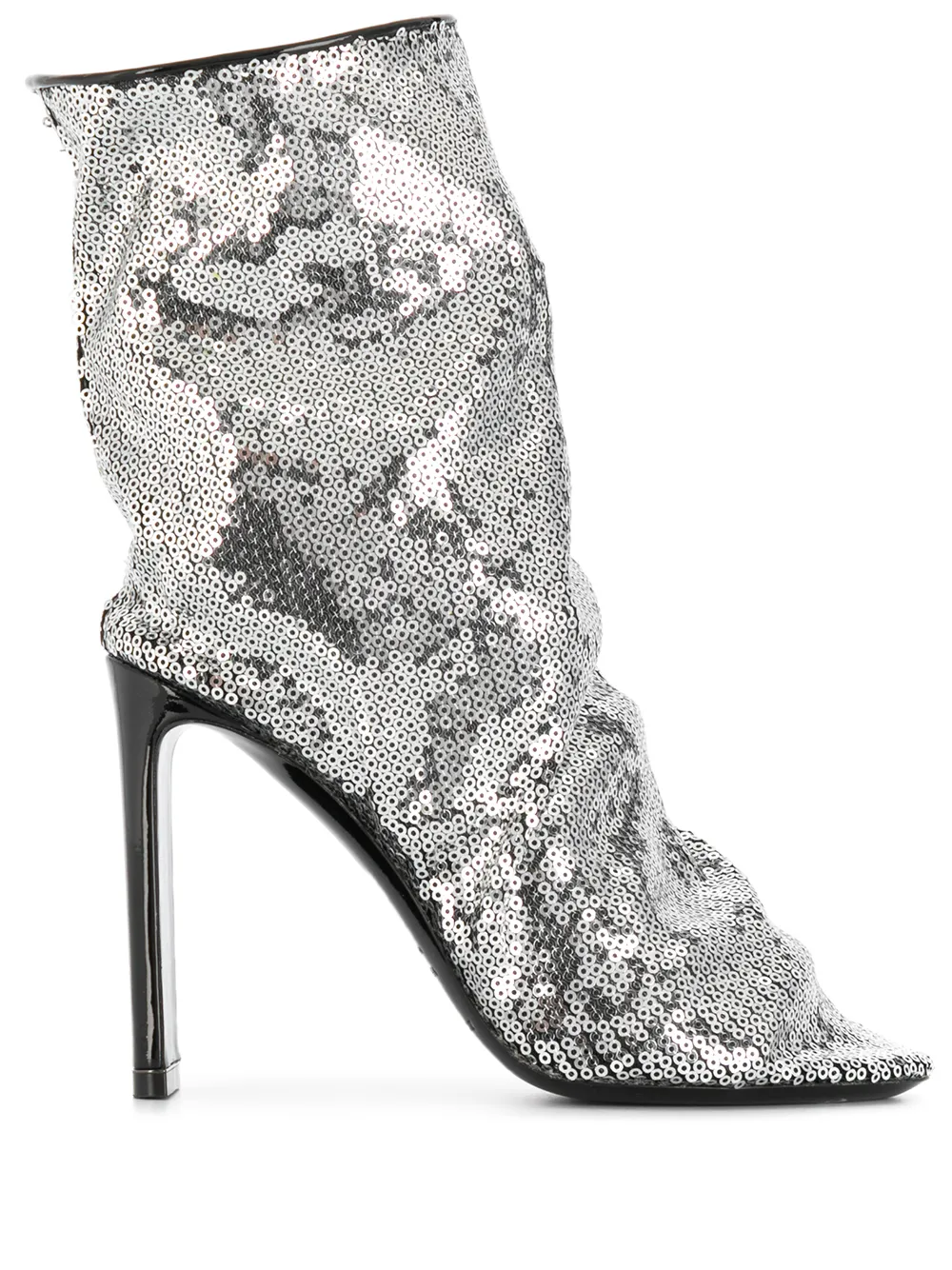 silver sequin ankle booties