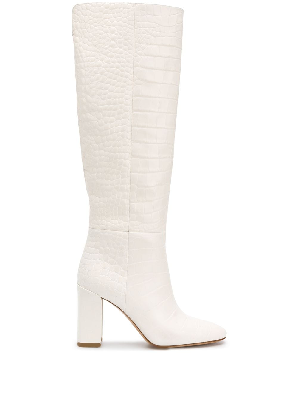 croc embossed knee high boots