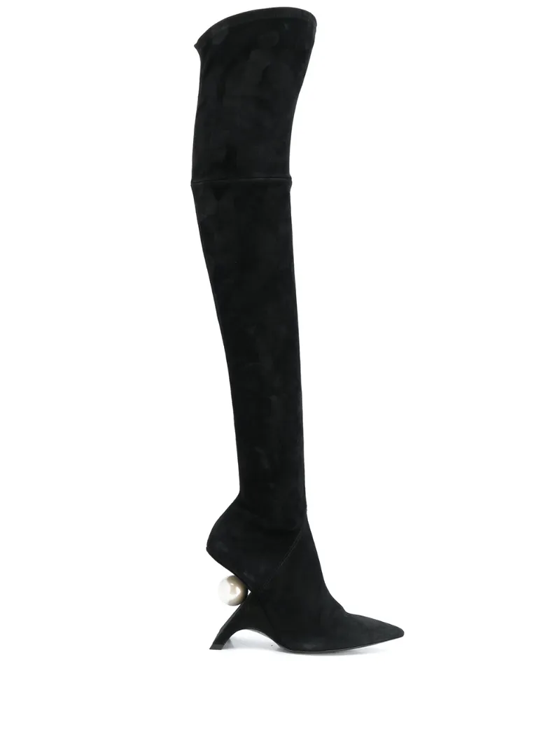 di black suede over the knee boots