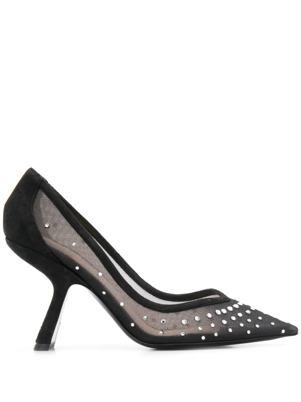 LEXI crystal mesh pumps 90mm in negro 