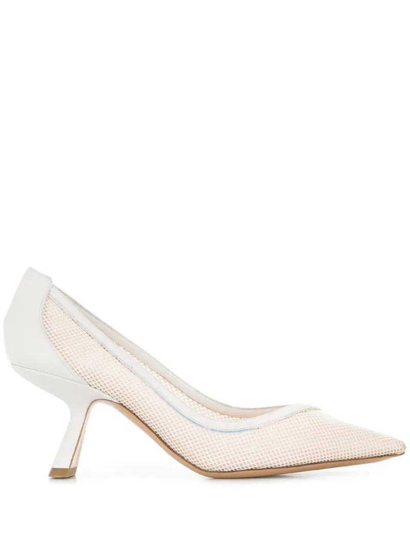 white mesh pumps