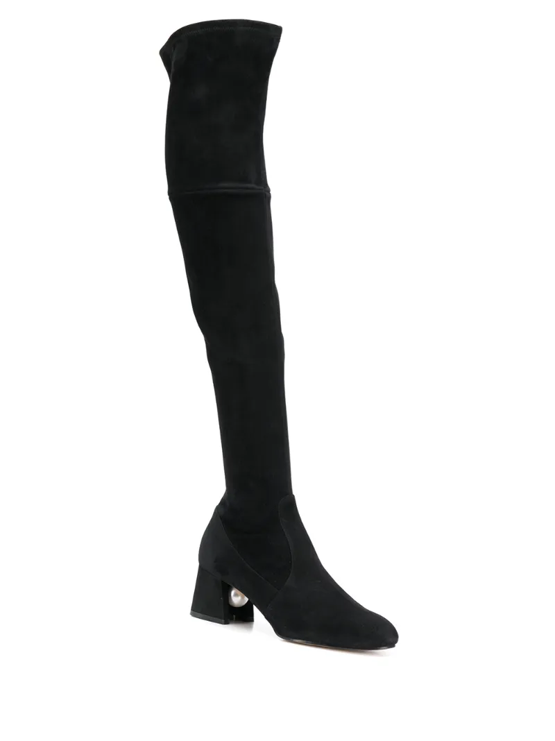 black suede over the knee boots