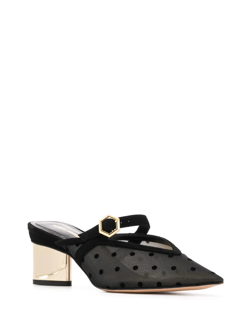 PRISM Dot Organza Mules 60 black Suede OUTER Leather LINING Leather SOLE Fabric OUTER Mesh