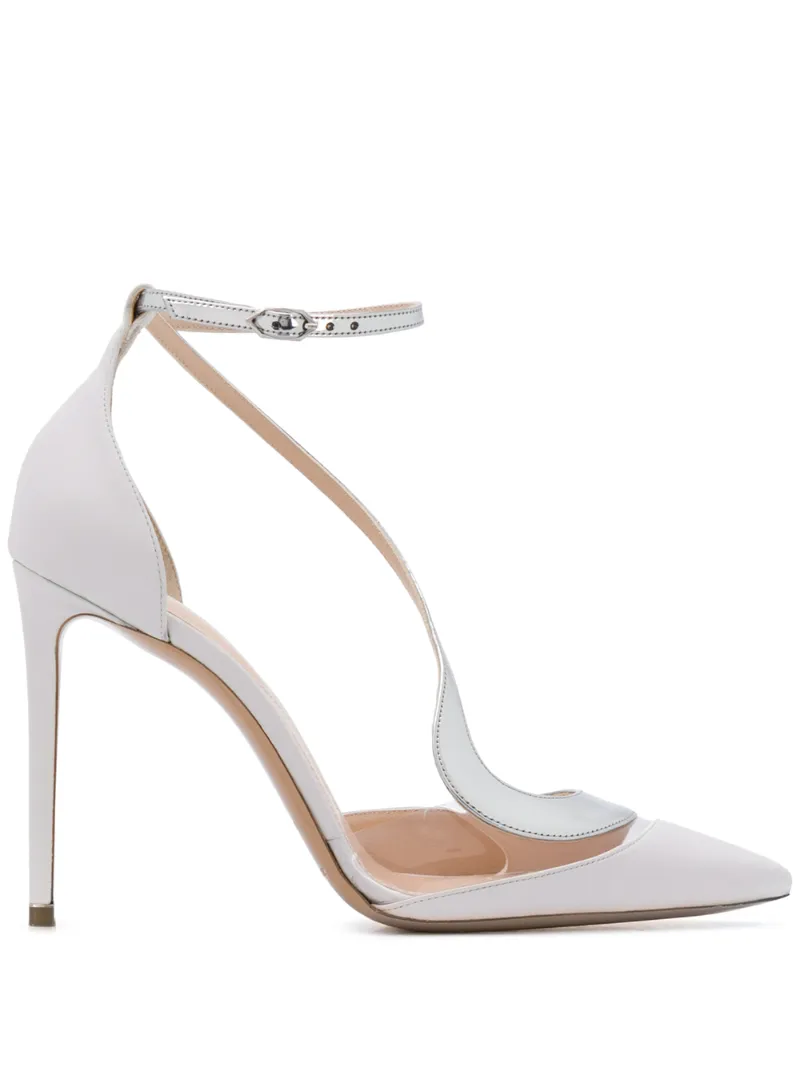 white and silver pumps