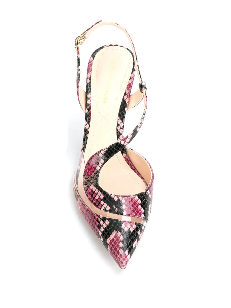 S Slingback Pumps 85 Pink Calf Leather OUTER Leather LINING Leather SOLE PVC OUTER PVC LINING Snake Print Leather