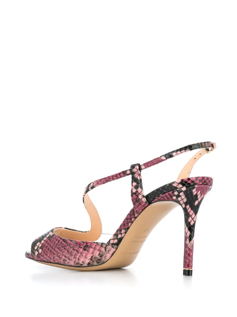 S Slingback Sandals 85 Pink Calf Leather OUTER Leather LINING Leather SOLE PVC OUTER PVC LINING Snake Print Leather