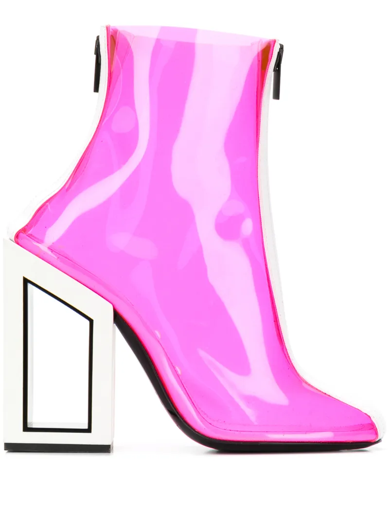 pink leather ankle boots