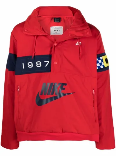red nike pullover windbreaker