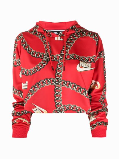 red nike cropped hoodie