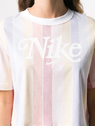 NIKE A RIGHE T Shirt Tee Y2k centro Swoosh a righe 2XL XXL NERO SPORTS Top  EUR 35,10 - PicClick IT