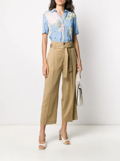 belted high waist trousers