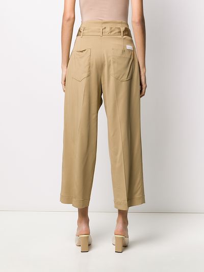 belted high waist trousers