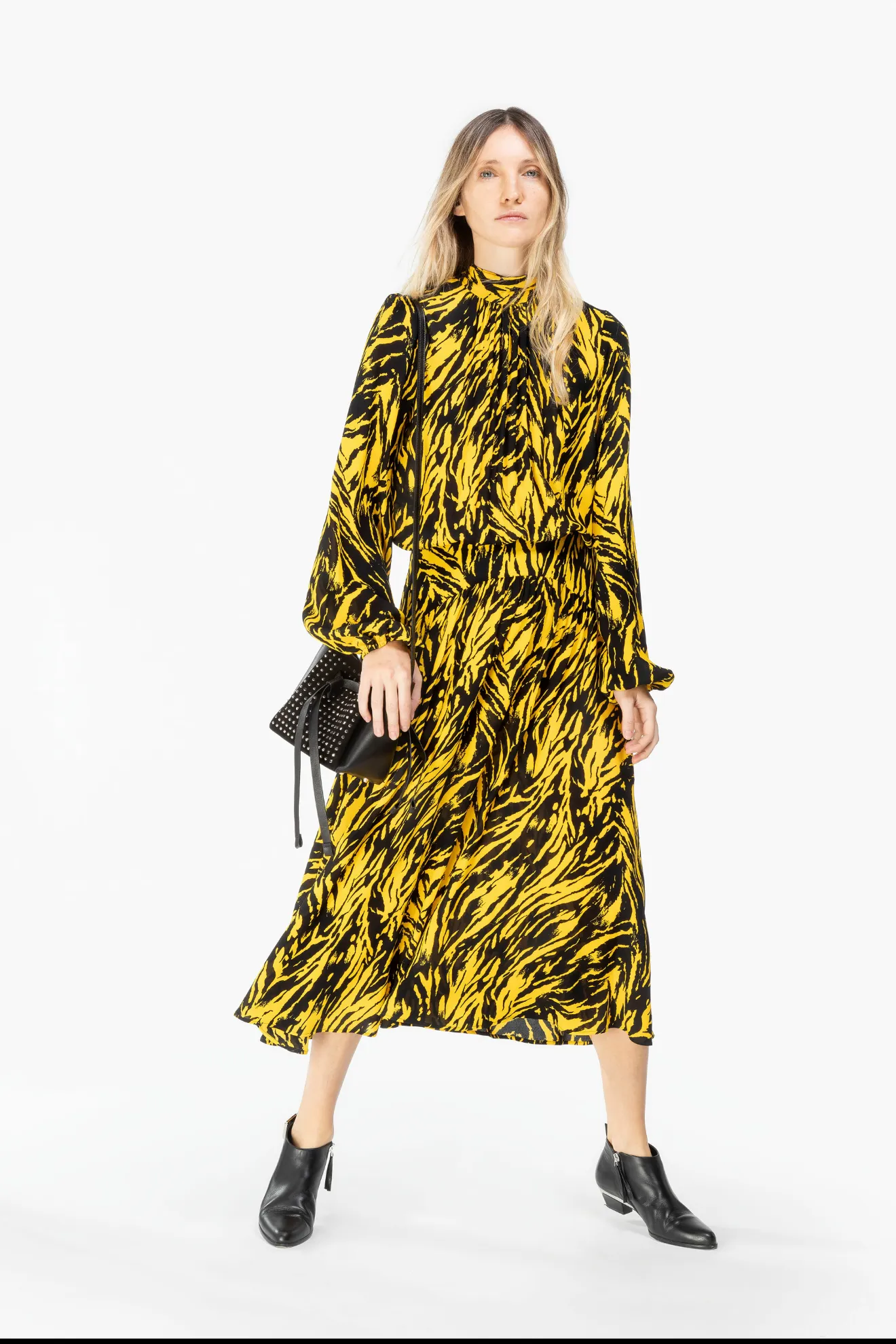 yellow and black zebra print dress