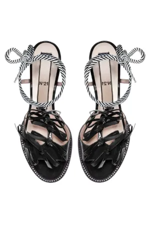 ankle-tie bow stiletto sandals